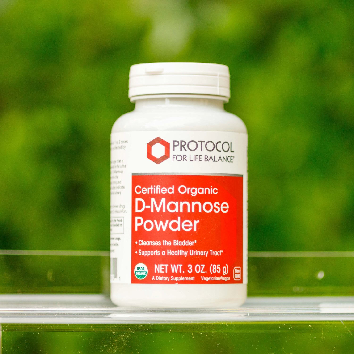 UTI supplement bottle in nature