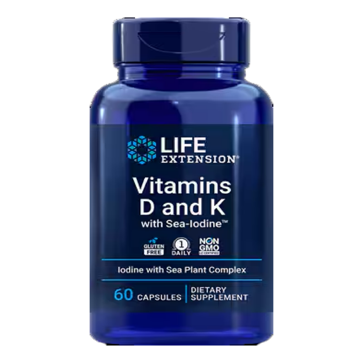 Vitamins D and K with Sea -Iodine 60ct - Life Extension